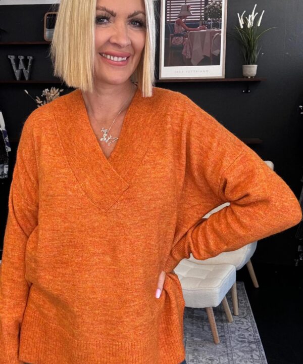 Cozy Autumn Orange Knit Sweater